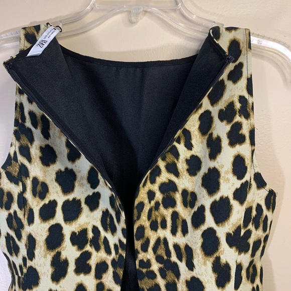 ZARA Leopard Print Mini Dress | Animal Print Sleeveless A-Line XS - Picture 6 of 11